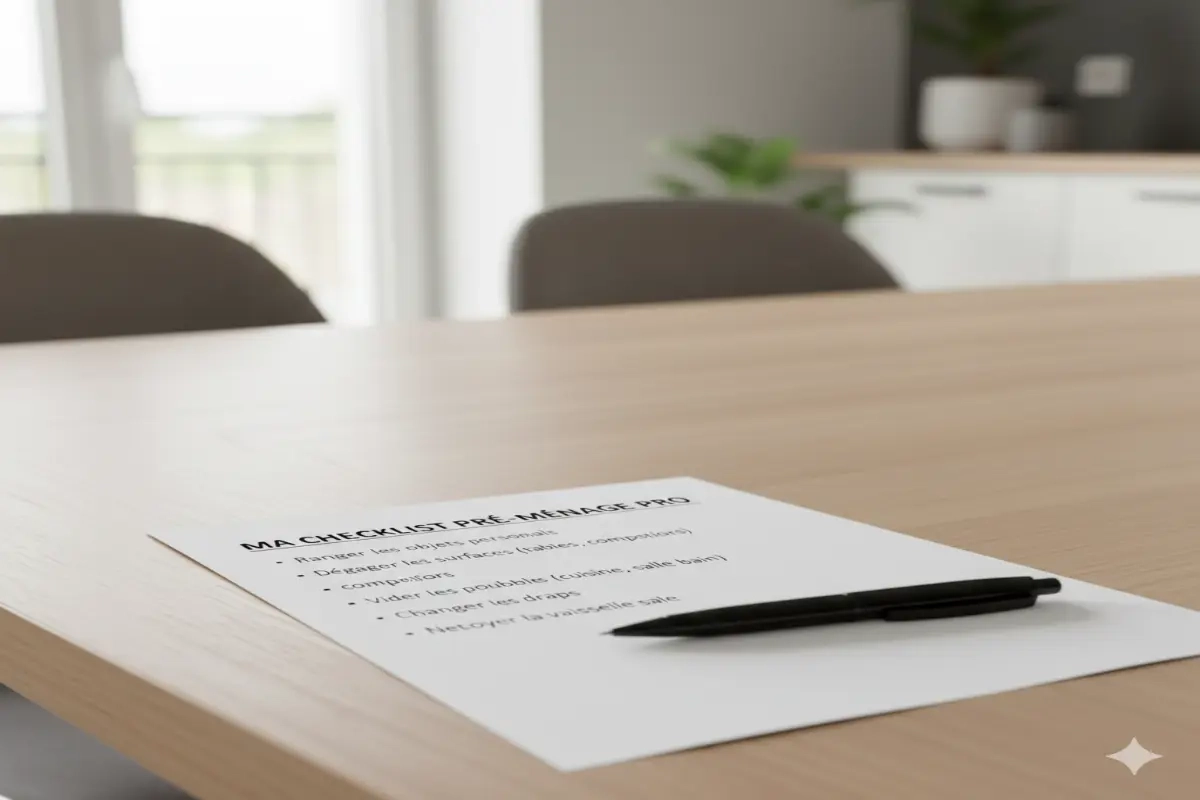 Checklist de préparation avant ménage professionnel