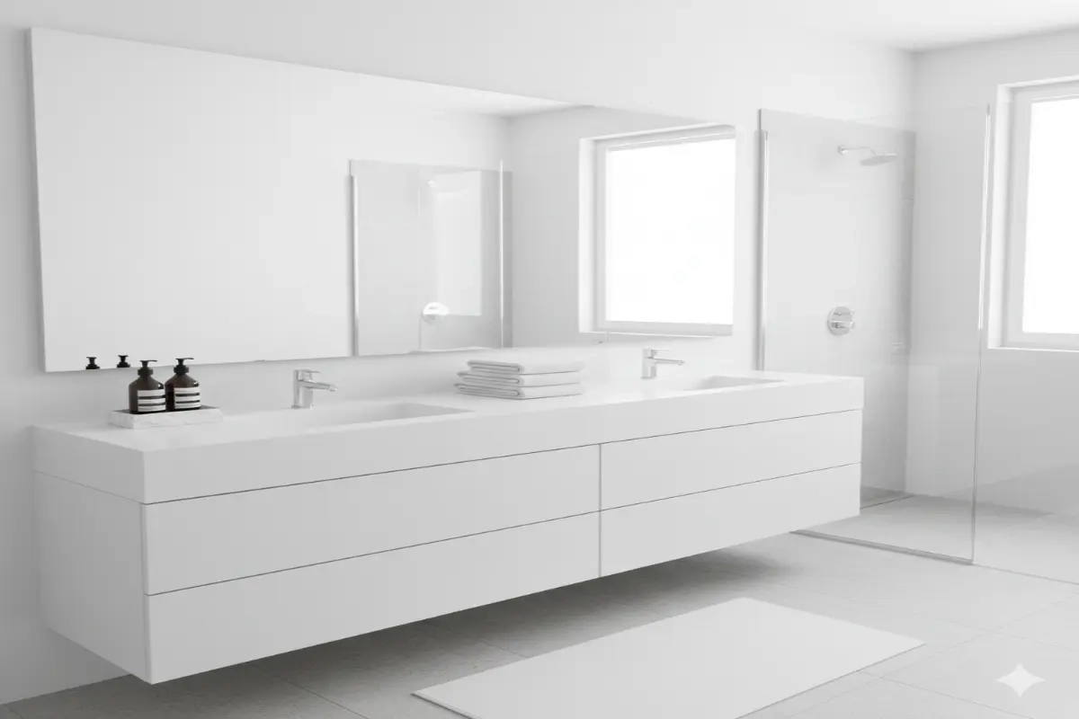 Salle de bain bien organisée avant ménage professionnel